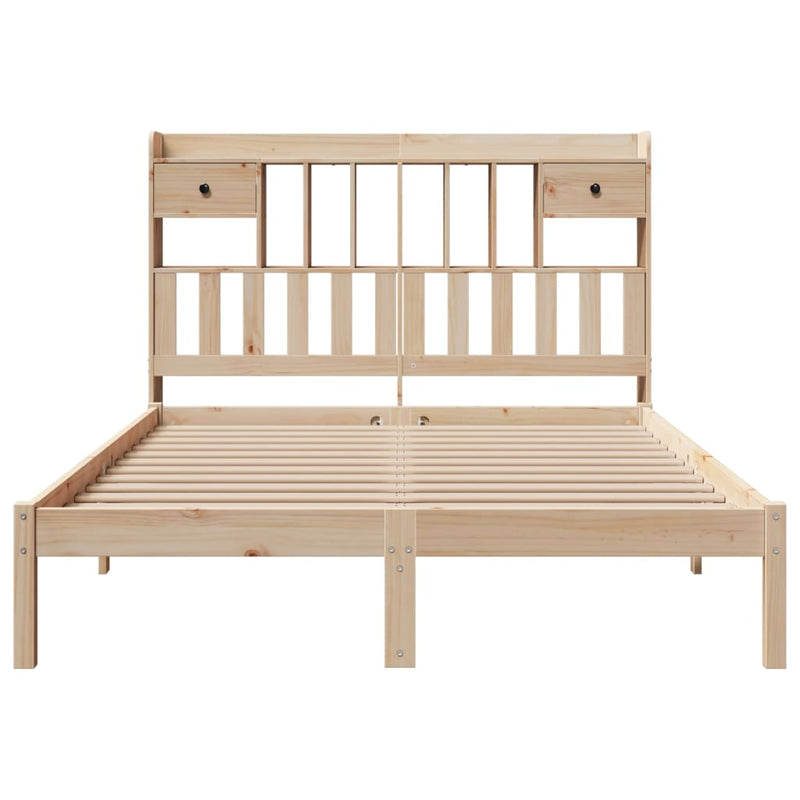 vidaXL tömör fenyőfa könyvespolcos ágy matrac nélkül 150 x 200 cm