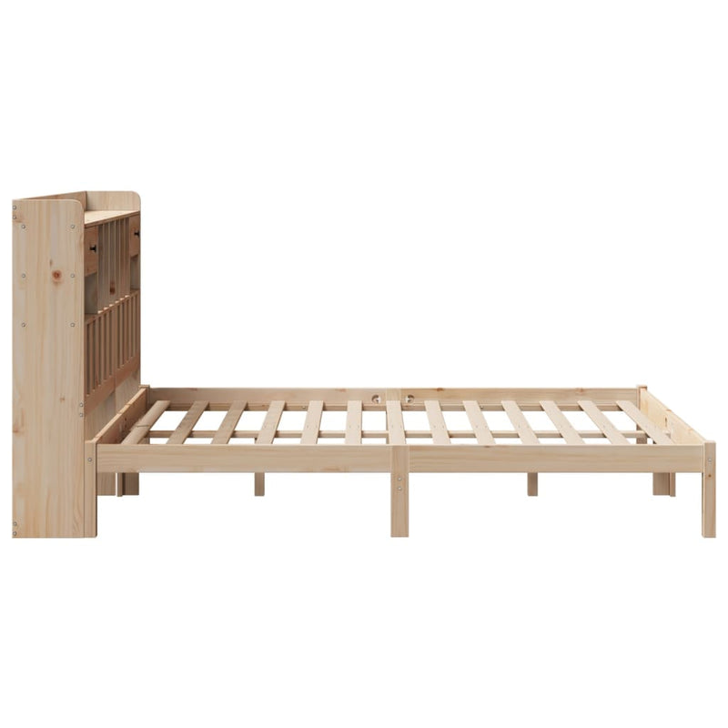 vidaXL tömör fenyőfa könyvespolcos ágy matrac nélkül 150 x 200 cm