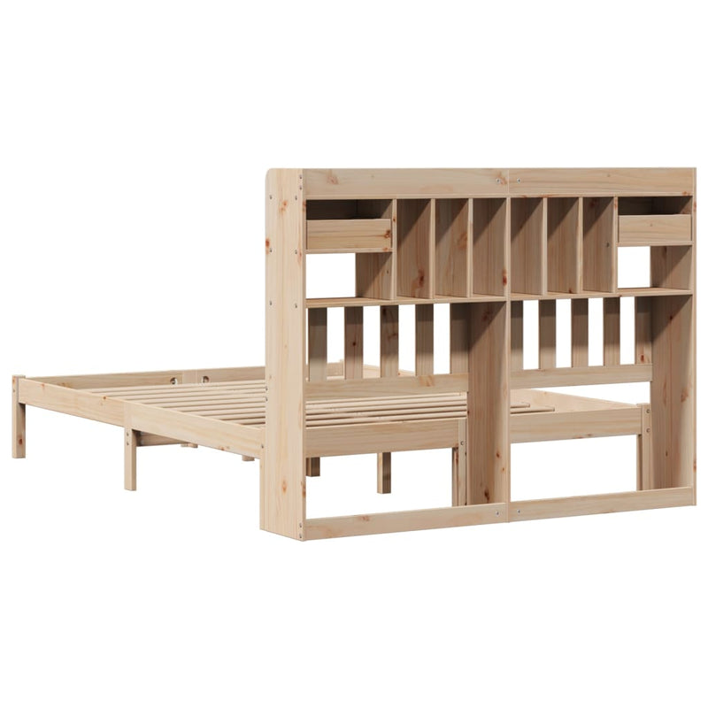 vidaXL tömör fenyőfa könyvespolcos ágy matrac nélkül 150 x 200 cm