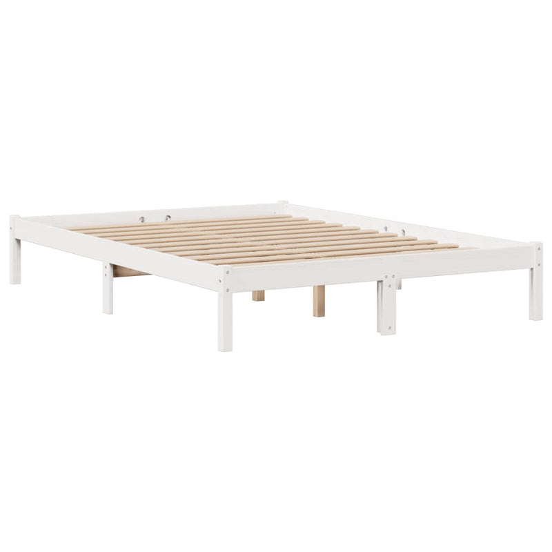 vidaXL fehér tömör fenyőfa könyvespolcos ágy matrac nélkül 150x200 cm