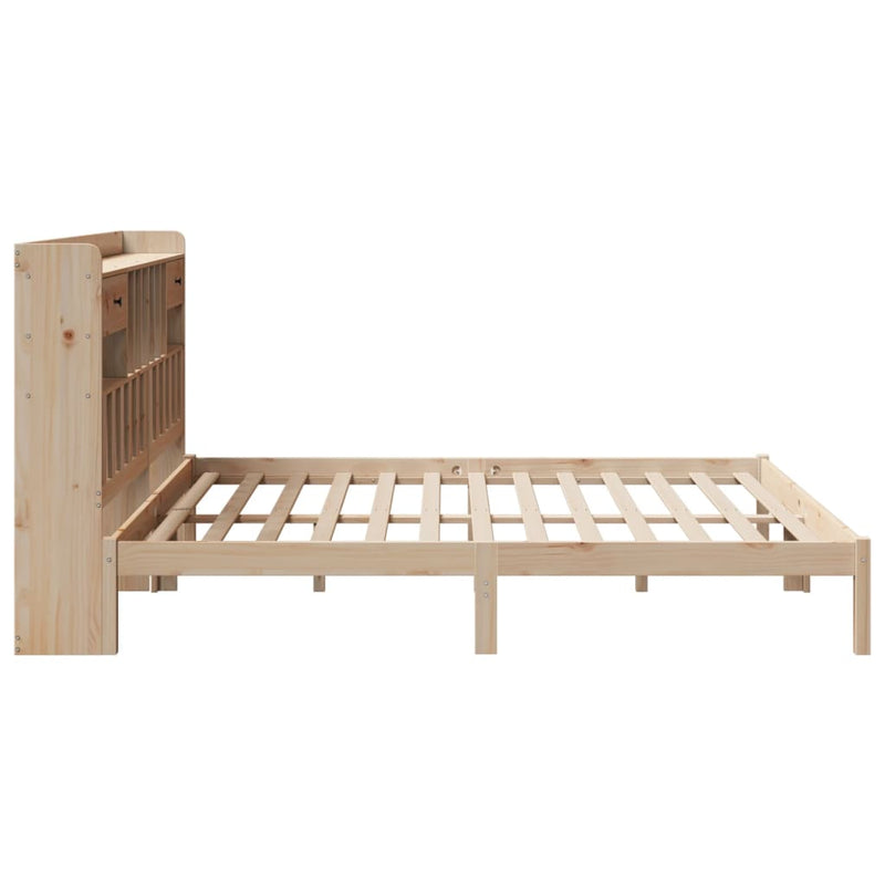 vidaXL tömör fenyőfa könyvespolcos ágy matrac nélkül 180 x 200 cm