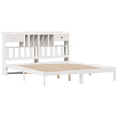 vidaXL fehér tömör fenyőfa könyvespolcos ágy matrac nélkül 180x200 cm