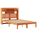 vidaXL barna tömör fenyőfa könyvespolcos ágy matrac nélkül 135 x 190cm