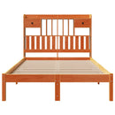 vidaXL barna tömör fenyőfa könyvespolcos ágy matrac nélkül 135 x 190cm