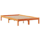 vidaXL barna tömör fenyőfa könyvespolcos ágy matrac nélkül 135 x 190cm