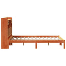 vidaXL barna tömör fenyőfa könyvespolcos ágy matrac nélkül 135 x 190cm