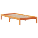vidaXL barna tömör fenyőfa könyvespolcos ágy matrac nélkül 100 x 200cm