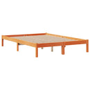 vidaXL barna tömör fenyőfa könyvespolcos ágy matrac nélkül 150 x 200cm