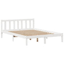 vidaXL fehér tömör fenyőfa könyvespolcos ágy matrac nélkül 135x190 cm