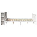 vidaXL fehér tömör fenyőfa könyvespolcos ágy matrac nélkül 135x190 cm
