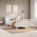 vidaXL fehér tömör fenyőfa könyvespolcos ágy matrac nélkül 135x190 cm