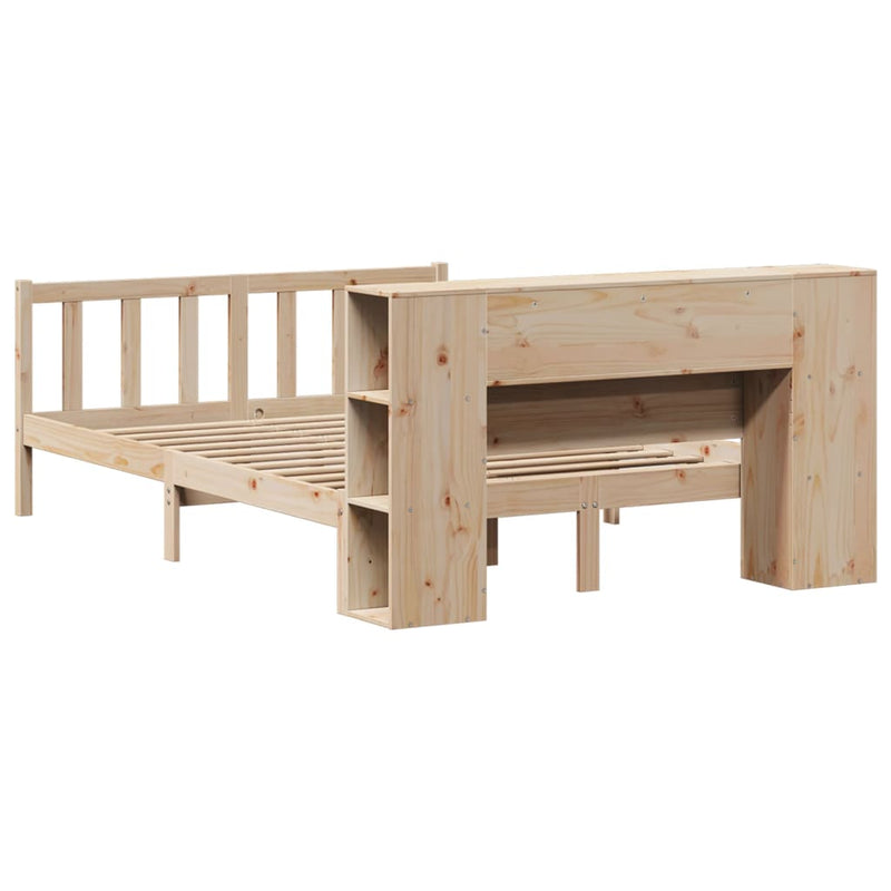 vidaXL tömör fenyőfa könyvespolcos ágy matrac nélkül 140 x 190 cm