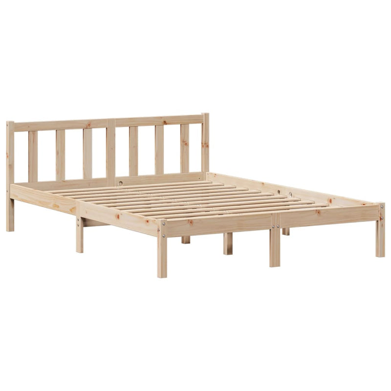 vidaXL tömör fenyőfa könyvespolcos ágy matrac nélkül 140 x 200 cm