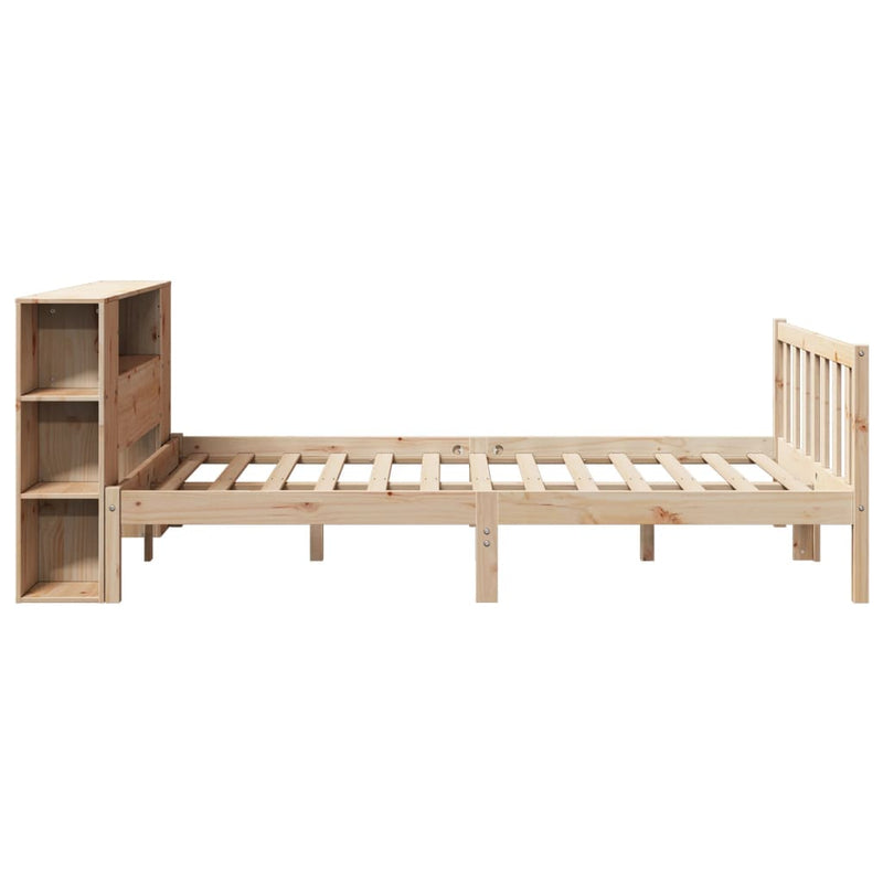 vidaXL tömör fenyőfa könyvespolcos ágy matrac nélkül 140 x 200 cm