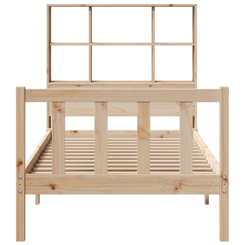 vidaXL tömör fenyőfa könyvespolcos ágy matrac nélkül 90 x 190 cm