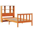 vidaXL barna tömör fenyőfa könyvespolcos ágy matrac nélkül 90 x 190 cm