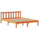 vidaXL barna tömör fenyőfa könyvespolcos ágy matrac nélkül 150 x 200cm