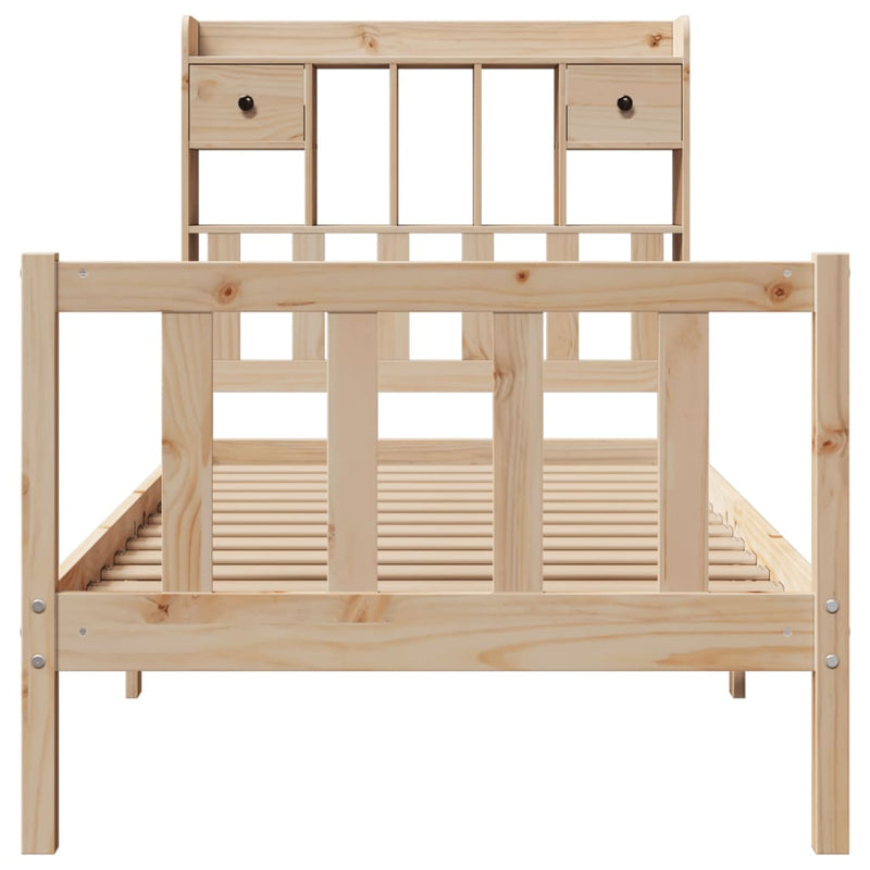 vidaXL tömör fenyőfa könyvespolcos ágy matrac nélkül 75 x 190 cm