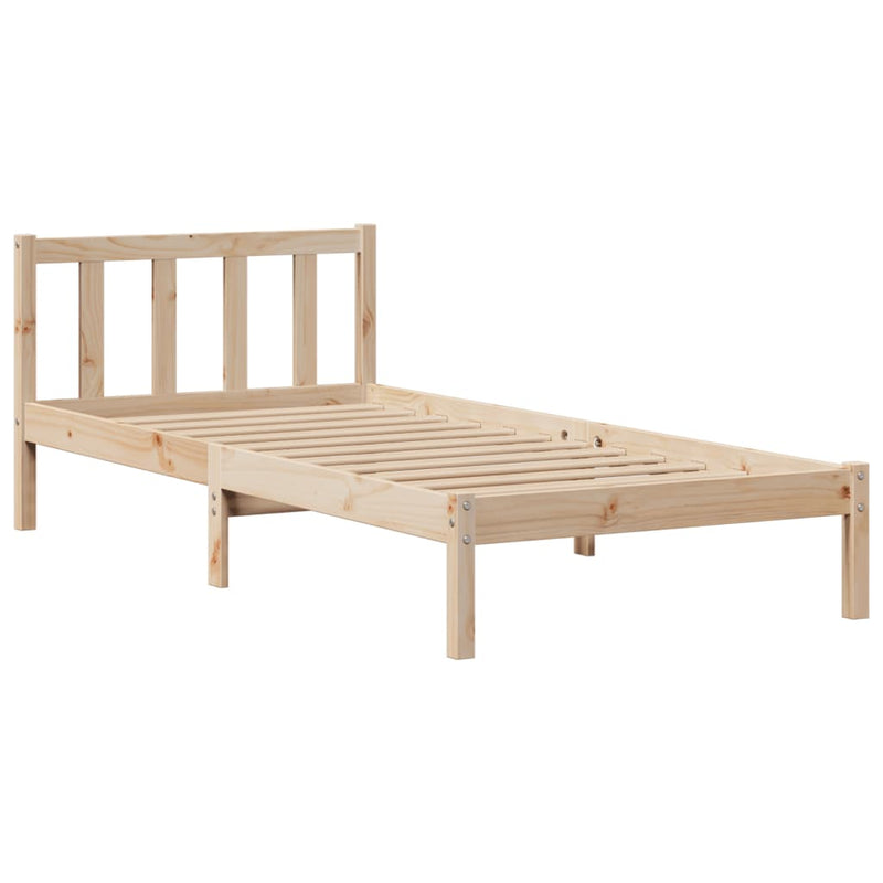 vidaXL tömör fenyőfa könyvespolcos ágy matrac nélkül 75 x 190 cm