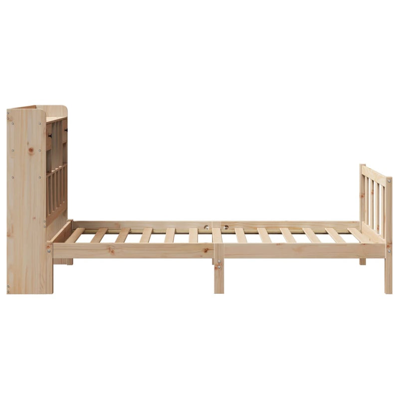 vidaXL tömör fenyőfa könyvespolcos ágy matrac nélkül 75 x 190 cm