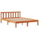 vidaXL barna tömör fenyőfa könyvespolcos ágy matrac nélkül 150 x 200cm