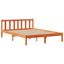 vidaXL barna tömör fenyőfa könyvespolcos ágy matrac nélkül 160 x 200cm