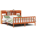 vidaXL barna tömör fenyőfa könyvespolcos ágy matrac nélkül 180 x 200cm