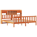 vidaXL barna tömör fenyőfa könyvespolcos ágy matrac nélkül 180 x 200cm