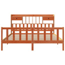 vidaXL barna tömör fenyőfa könyvespolcos ágy matrac nélkül 200 x 200cm