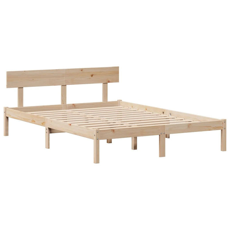 vidaXL tömör fenyőfa könyvespolcos ágy matrac nélkül 140 x 190 cm