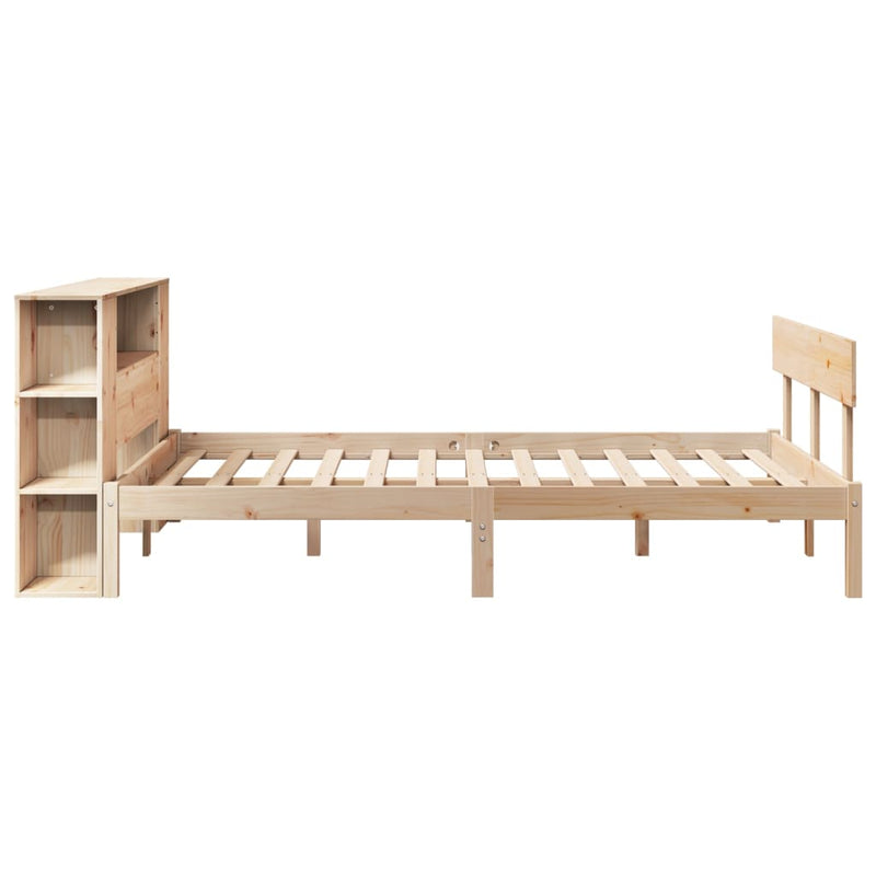 vidaXL tömör fenyőfa könyvespolcos ágy matrac nélkül 140 x 190 cm
