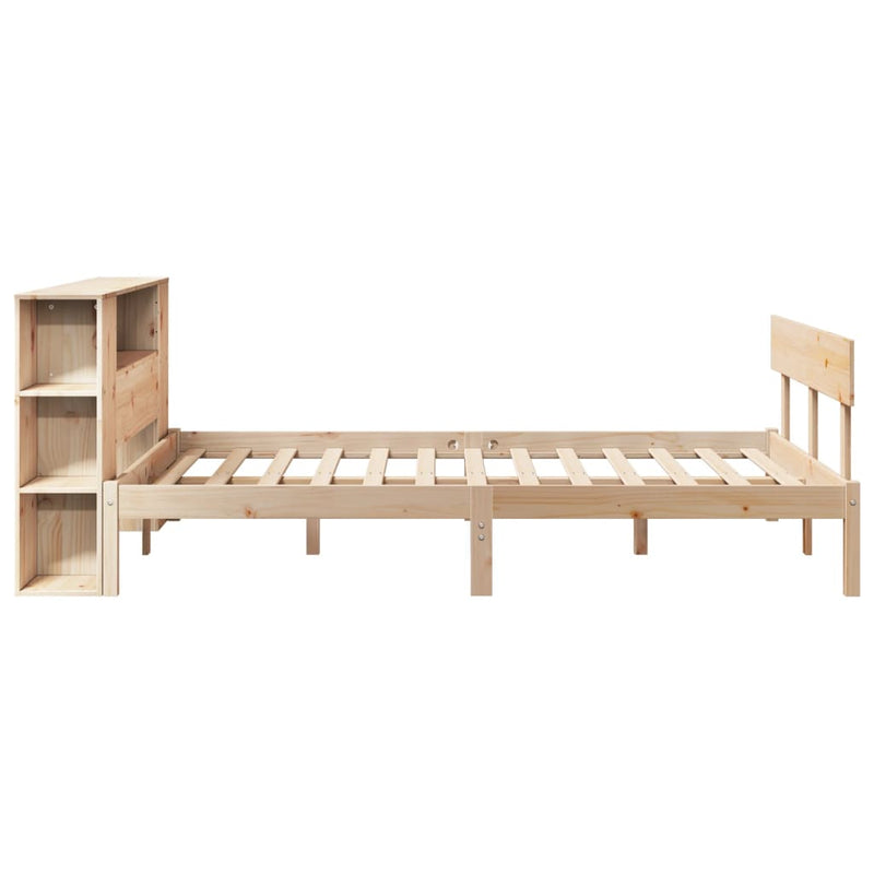 vidaXL tömör fenyőfa könyvespolcos ágy matrac nélkül 160 x 200 cm