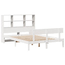 vidaXL fehér tömör fenyőfa könyvespolcos ágy matrac nélkül 140x190 cm