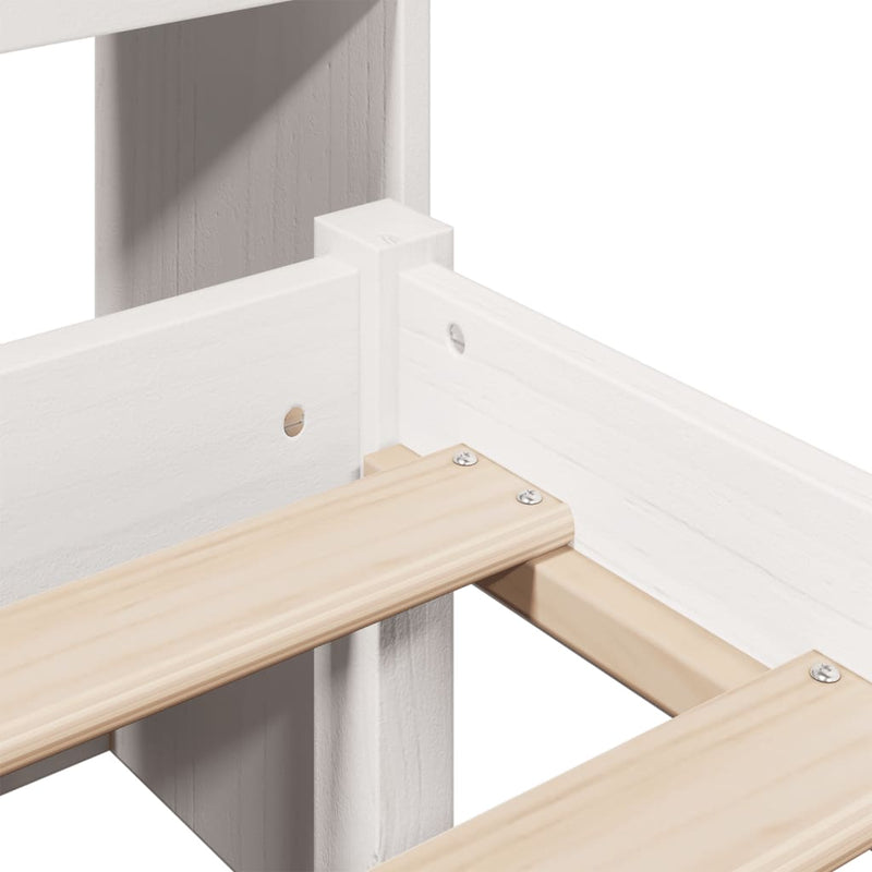 vidaXL fehér tömör fenyőfa könyvespolcos ágy matrac nélkül 140x200 cm