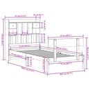 vidaXL fehér tömör fenyőfa könyvespolcos ágy matrac nélkül 75 x 190 cm