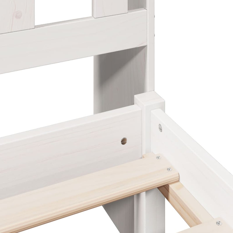 vidaXL fehér tömör fenyőfa könyvespolcos ágy matrac nélkül 90 x 190 cm