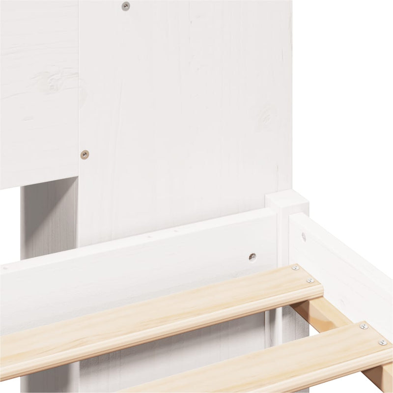 vidaXL fehér tömör fenyőfa könyvespolcos ágy matrac nélkül 135x190 cm