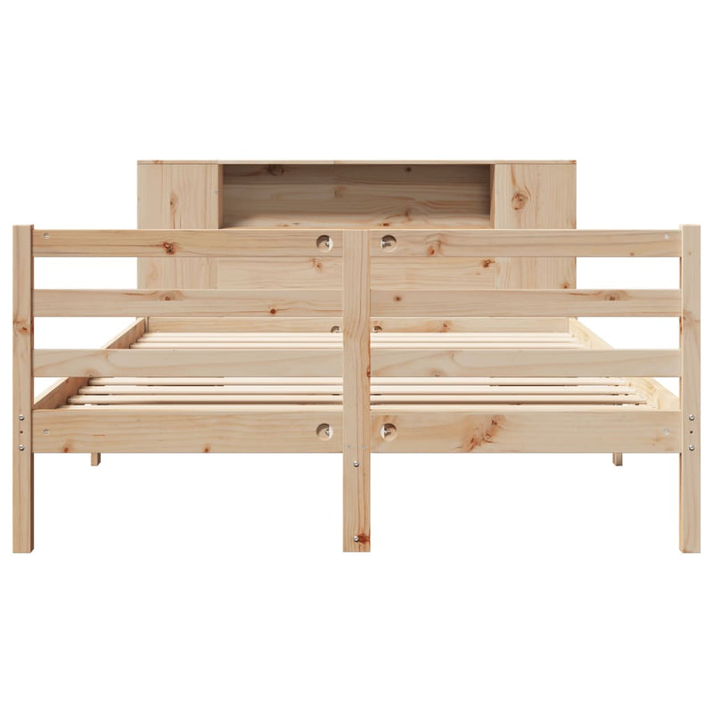 vidaXL tömör fenyőfa könyvespolcos ágy matrac nélkül 140 x 190 cm