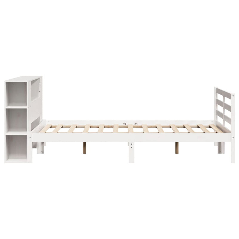 vidaXL fehér tömör fenyőfa könyvespolcos ágy matrac nélkül 120x200 cm