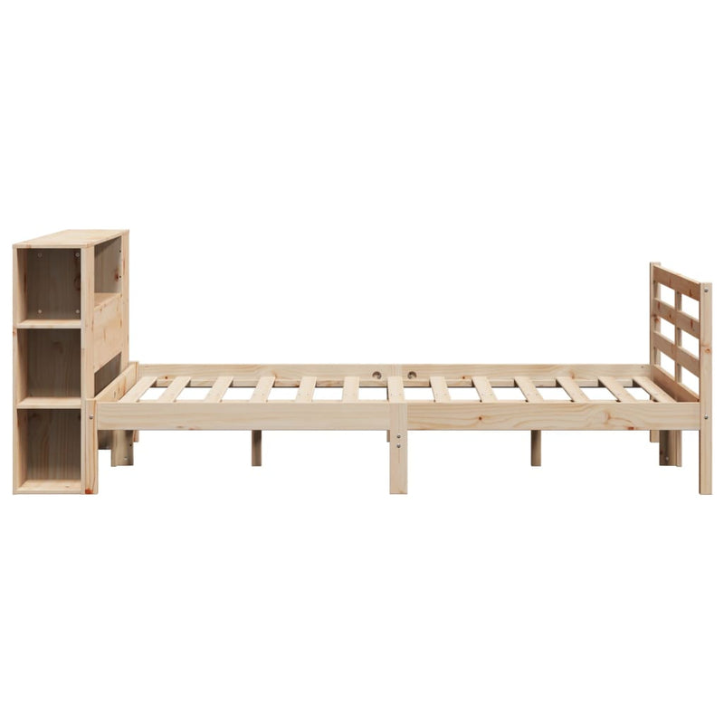 vidaXL tömör fenyőfa könyvespolcos ágy matrac nélkül 140 x 200 cm