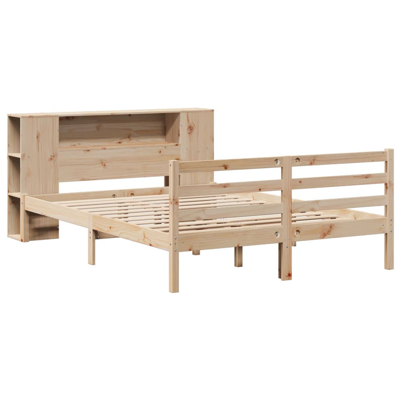 vidaXL tömör fenyőfa könyvespolcos ágy matrac nélkül 160 x 200 cm