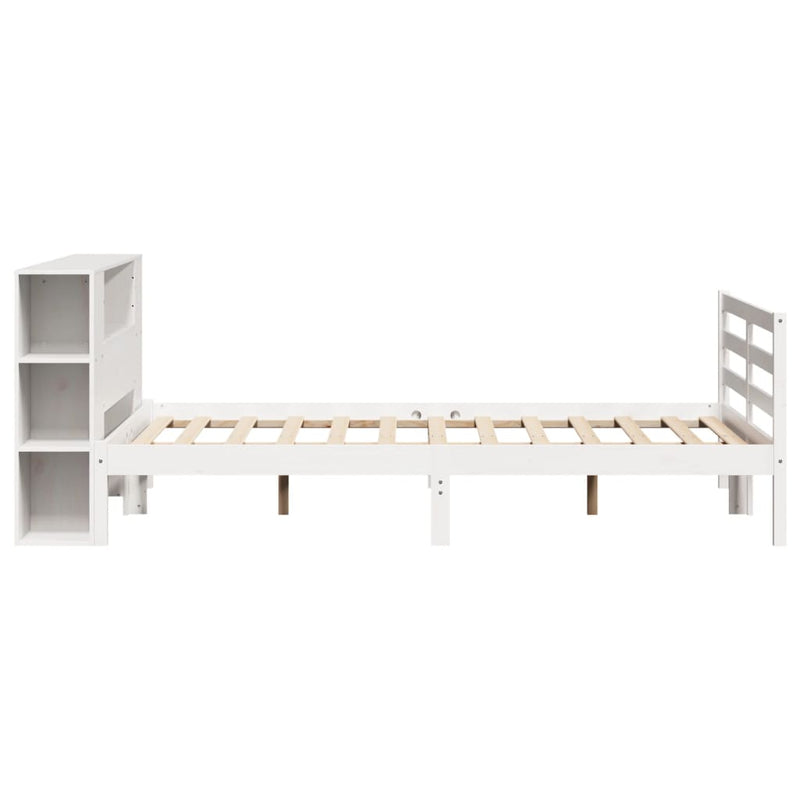 vidaXL fehér tömör fenyőfa könyvespolcos ágy matrac nélkül 160x200 cm