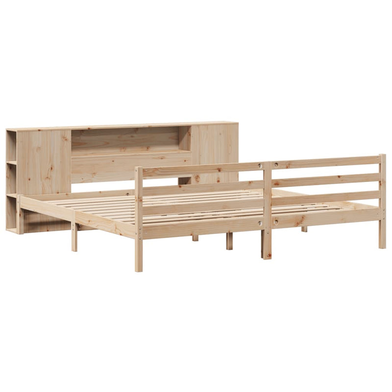 vidaXL tömör fenyőfa könyvespolcos ágy matrac nélkül 180 x 200 cm