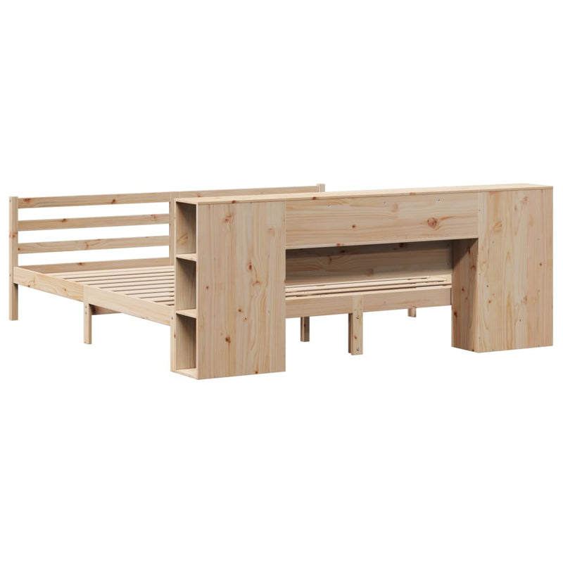 vidaXL tömör fenyőfa könyvespolcos ágy matrac nélkül 180 x 200 cm