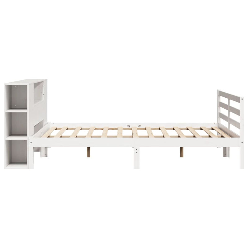 vidaXL fehér tömör fenyőfa könyvespolcos ágy matrac nélkül 180x200 cm