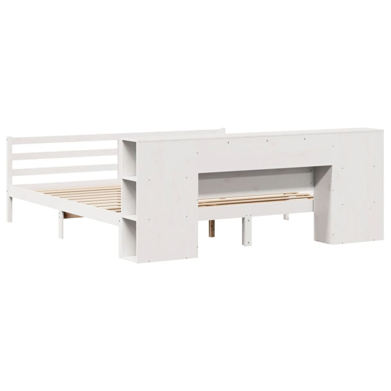 vidaXL fehér tömör fenyőfa könyvespolcos ágy matrac nélkül 180x200 cm