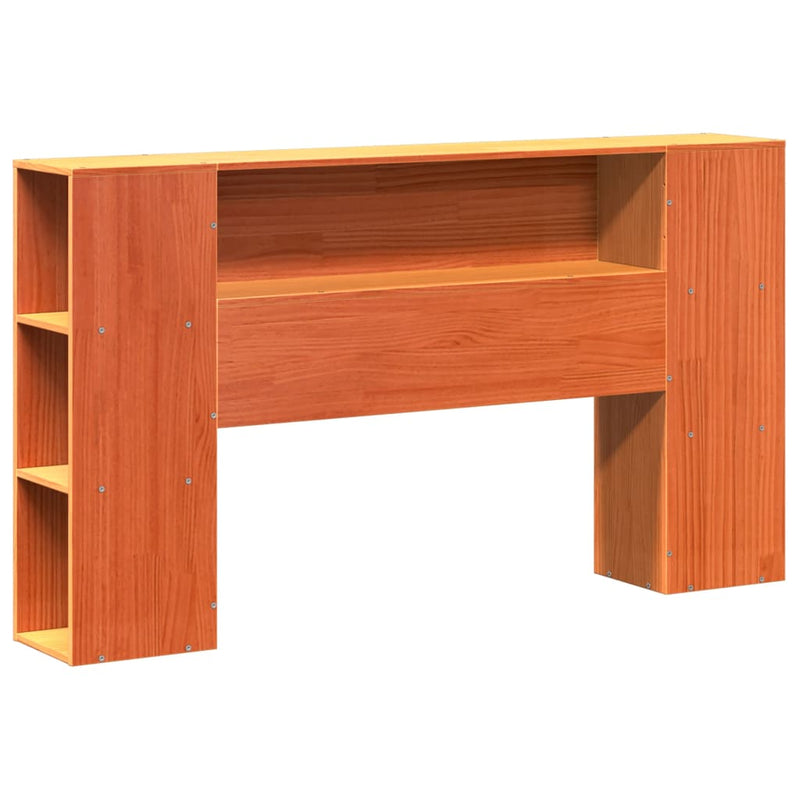 vidaXL barna tömör fenyőfa könyvespolcos ágy matrac nélkül 120 x 200cm