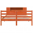 vidaXL barna tömör fenyőfa könyvespolcos ágy matrac nélkül 150 x 200cm