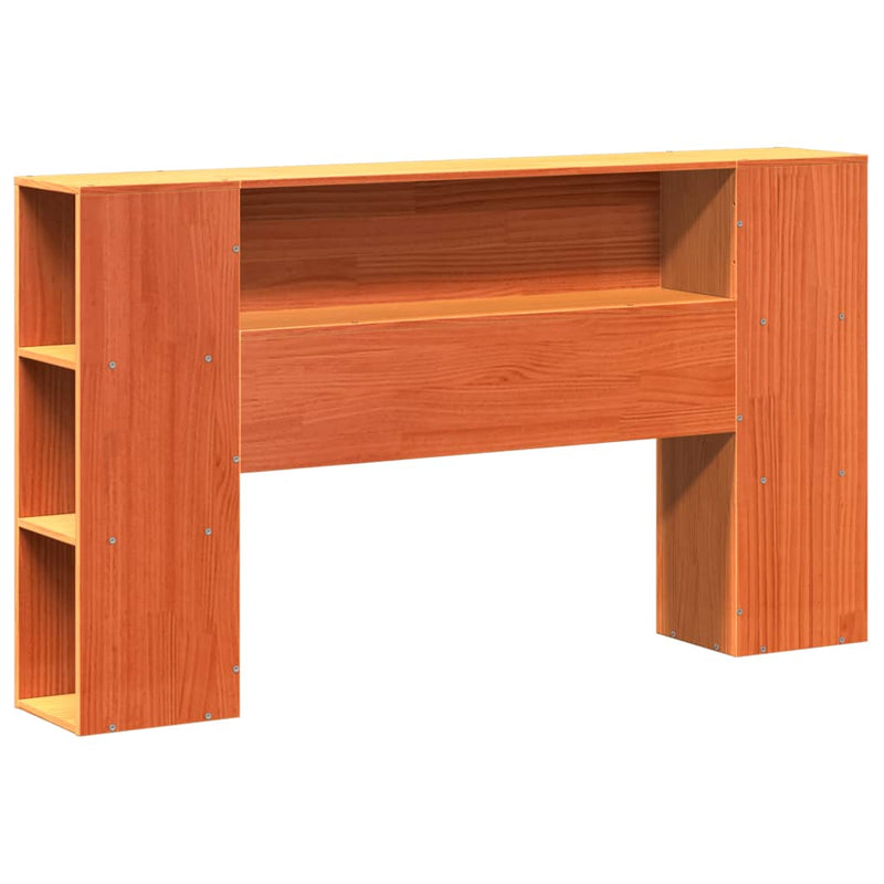 vidaXL barna tömör fenyőfa könyvespolcos ágy matrac nélkül 160 x 200cm