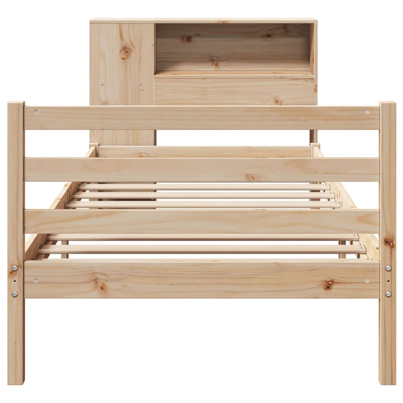 vidaXL tömör fenyőfa könyvespolcos ágy matrac nélkül 90 x 190 cm